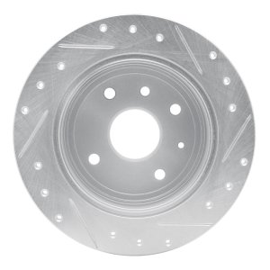 Chevrolet Epica Brake Rotor (1) - Rear Left - R1 Concepts - Drilled & Slotted - Silver - `04-`10